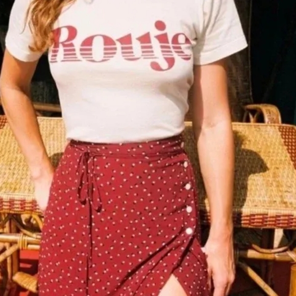 Rouje Red Floral Printed Midi Wrap Glorie Skirt - Picture 11 of 11